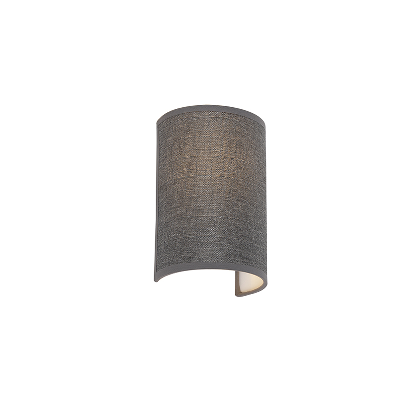 QAZQA Moderne wandlamp - Simple Drum Jute - Grijs
