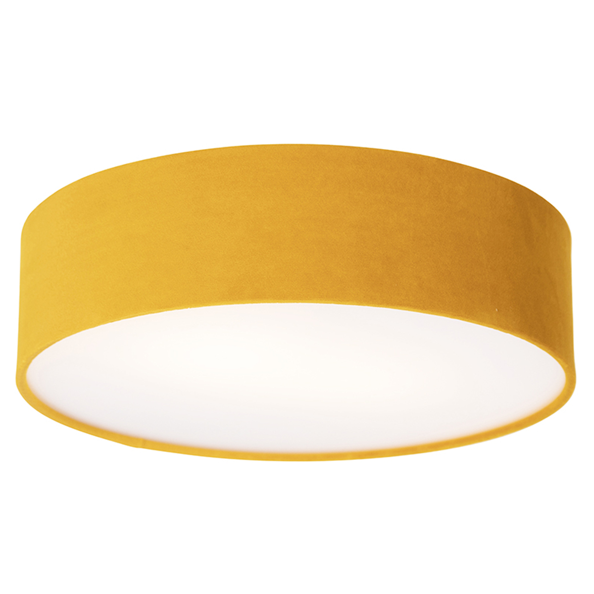 QAZQA Moderne plafondlamp oker 40 cm met gouden binnenkant - Drum - Geel
