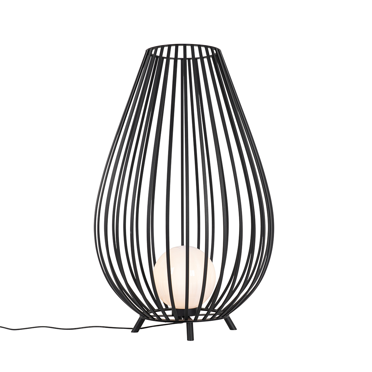 QAZQA Design vloerlamp met opaal 110 cm - Angela - Zwart