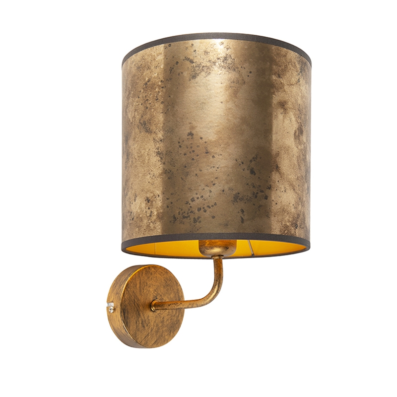 QAZQA Vintage wandlamp goud met brons velours kap - Matt