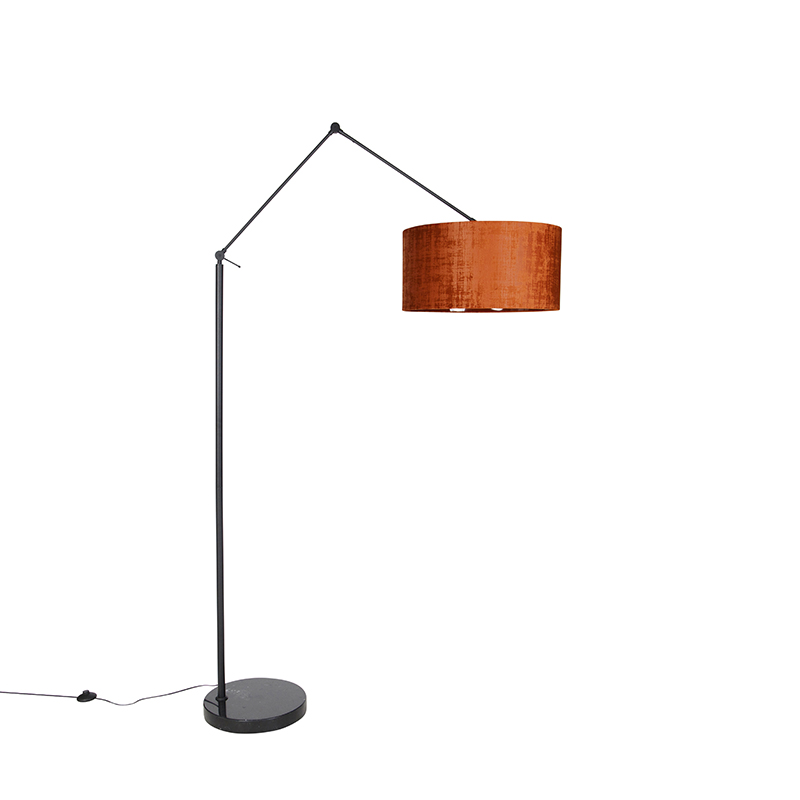 QAZQA Moderne vloerlamp zwart met kap 50 cm - Editor - Oranje