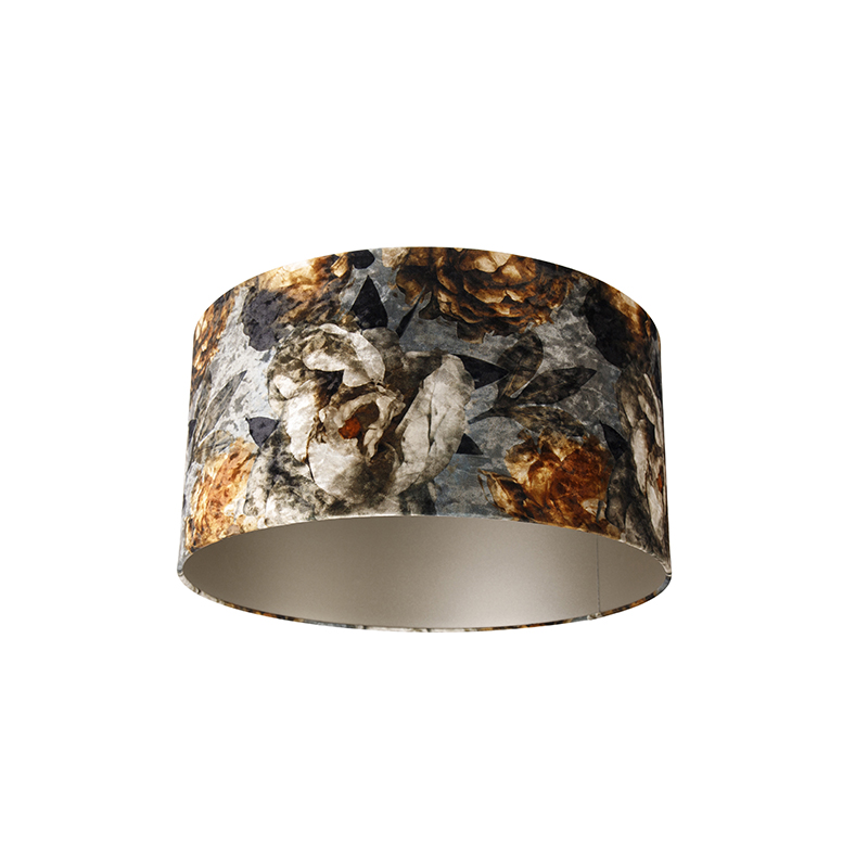 QAZQA Velours lampenkap bloemen dessin 50/50/25