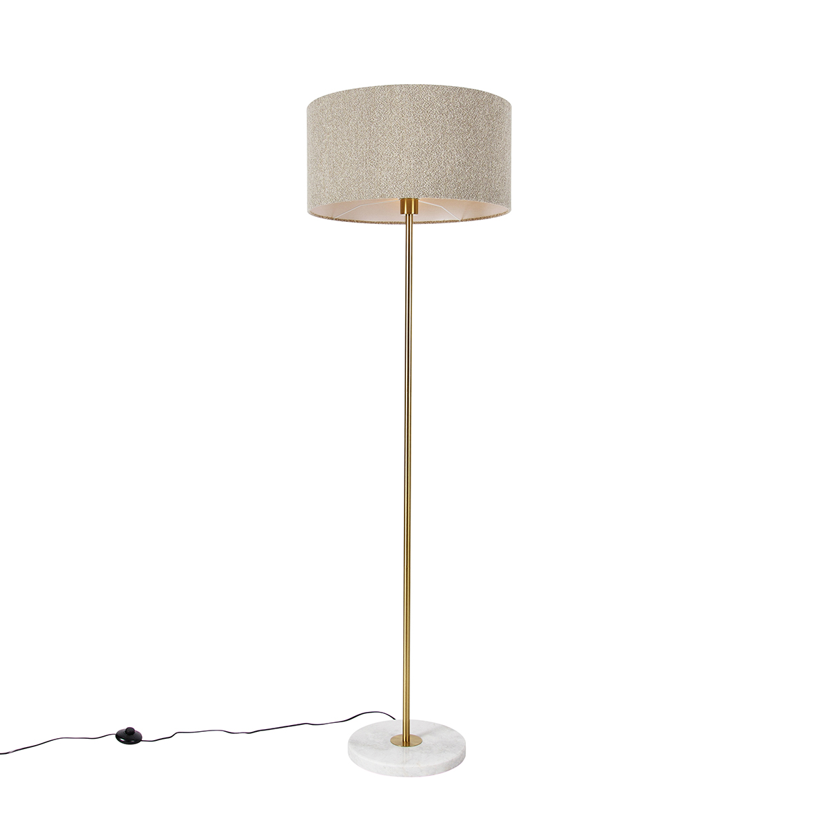 QAZQA Moderne vloerlamp messing met boucle kap taupe 50cm - Kaso