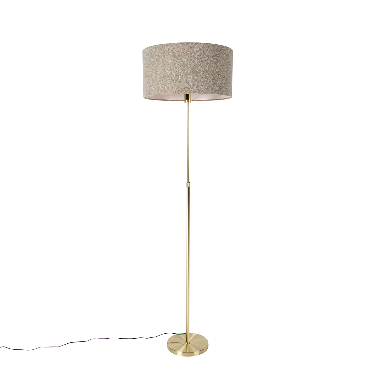QAZQA Vloerlamp verstelbaar goud met boucle kap taupe 50 cm - Parte