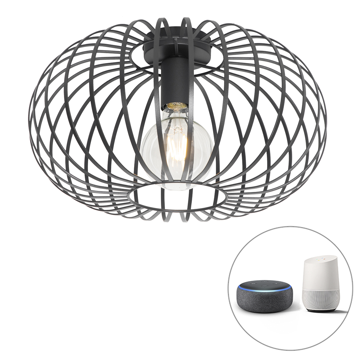 QAZQA Smart plafondlamp 39 cm incl. Wifi G95 - Johanna - Zwart