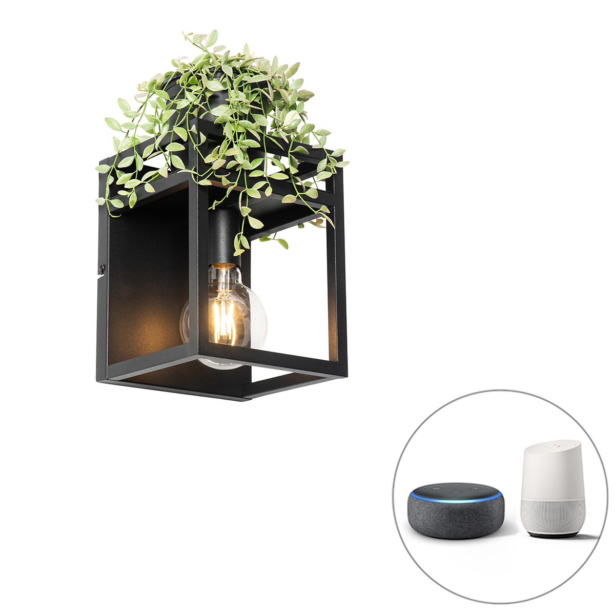 QAZQA Smart wandlamp met rek incl. Wifi G95 - Cage Rack - Zwart