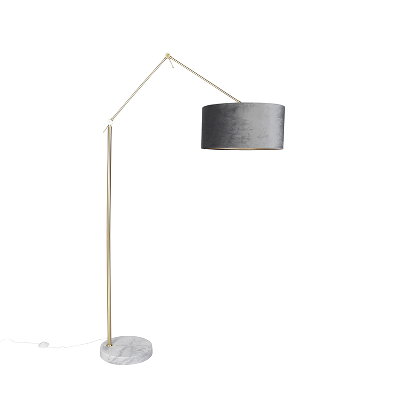 QAZQA Moderne vloerlamp goud velours kap 50 cm - Editor - Grijs