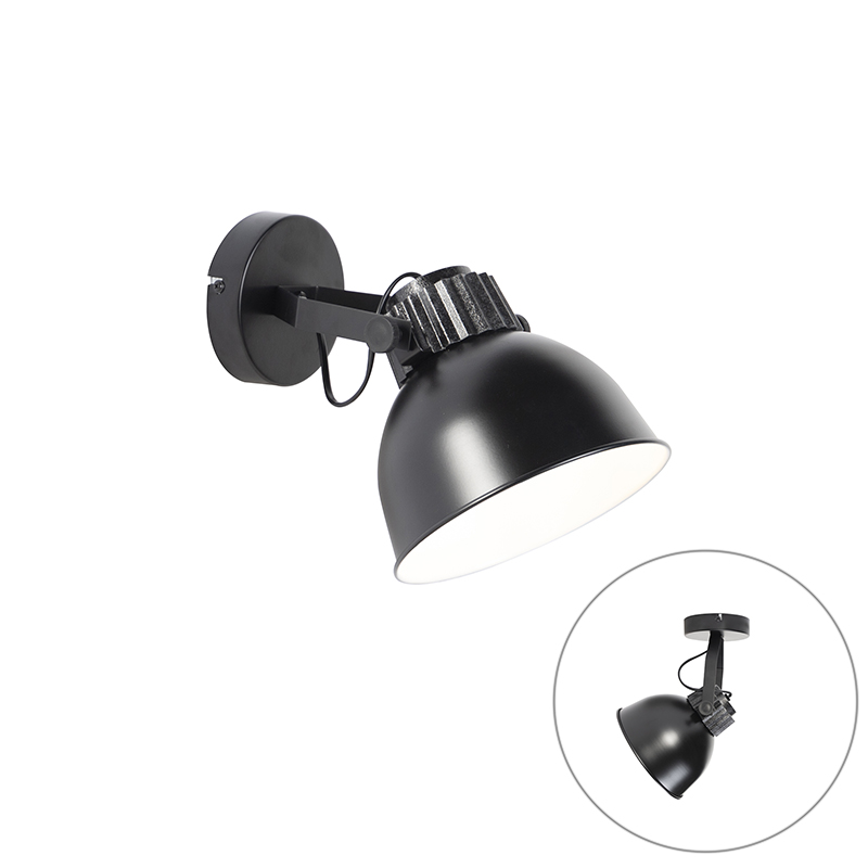 QAZQA Industriele wandlamp - Frodo - Zwart