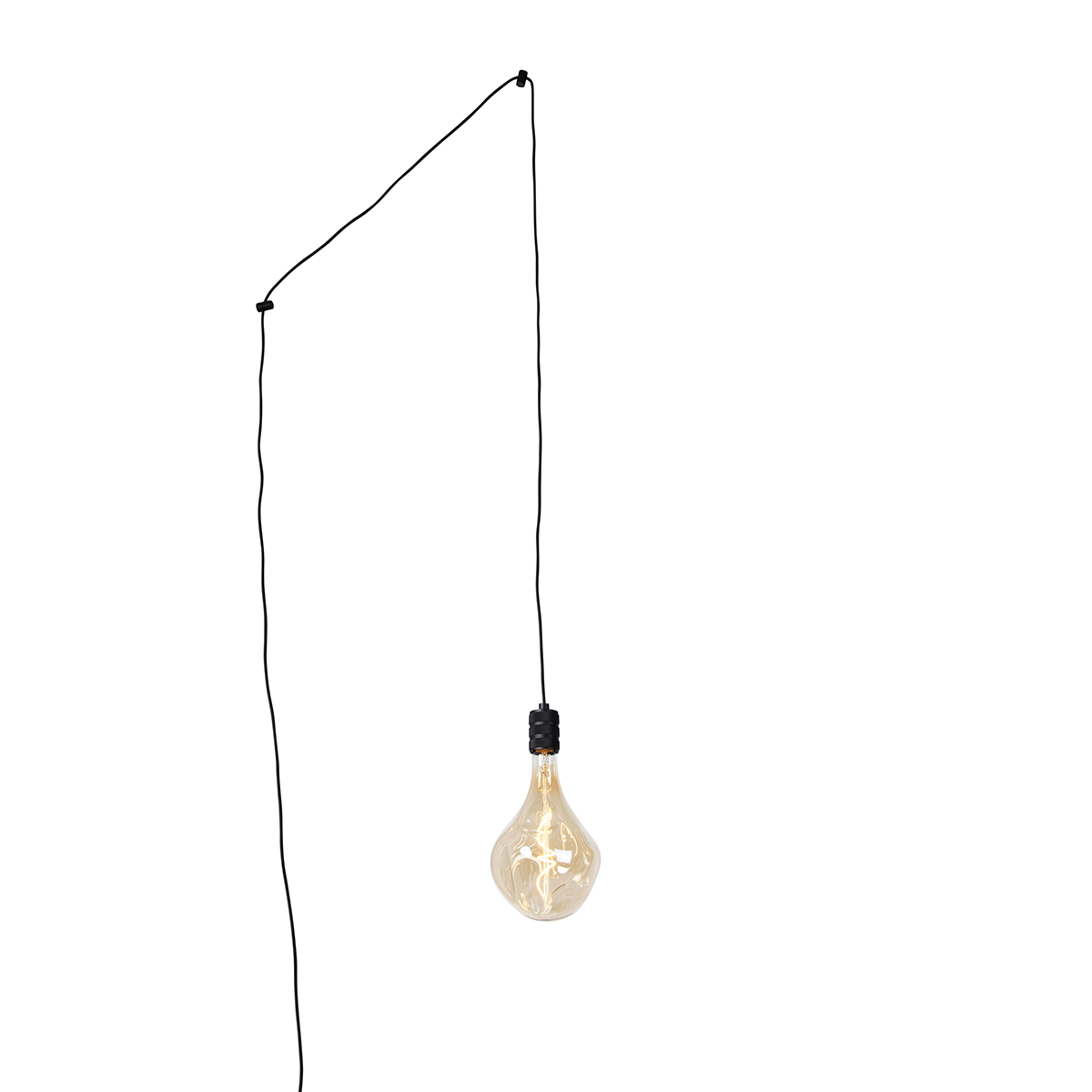 QAZQA Hanglamp met stekker incl. PS160 goud dimbaar- Cavalux - Zwart