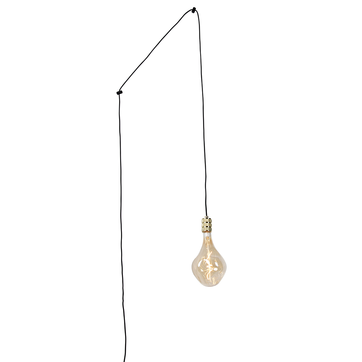 QAZQA Hanglamp goud met stekker incl. PS160 goud dimbaar - Cavalux