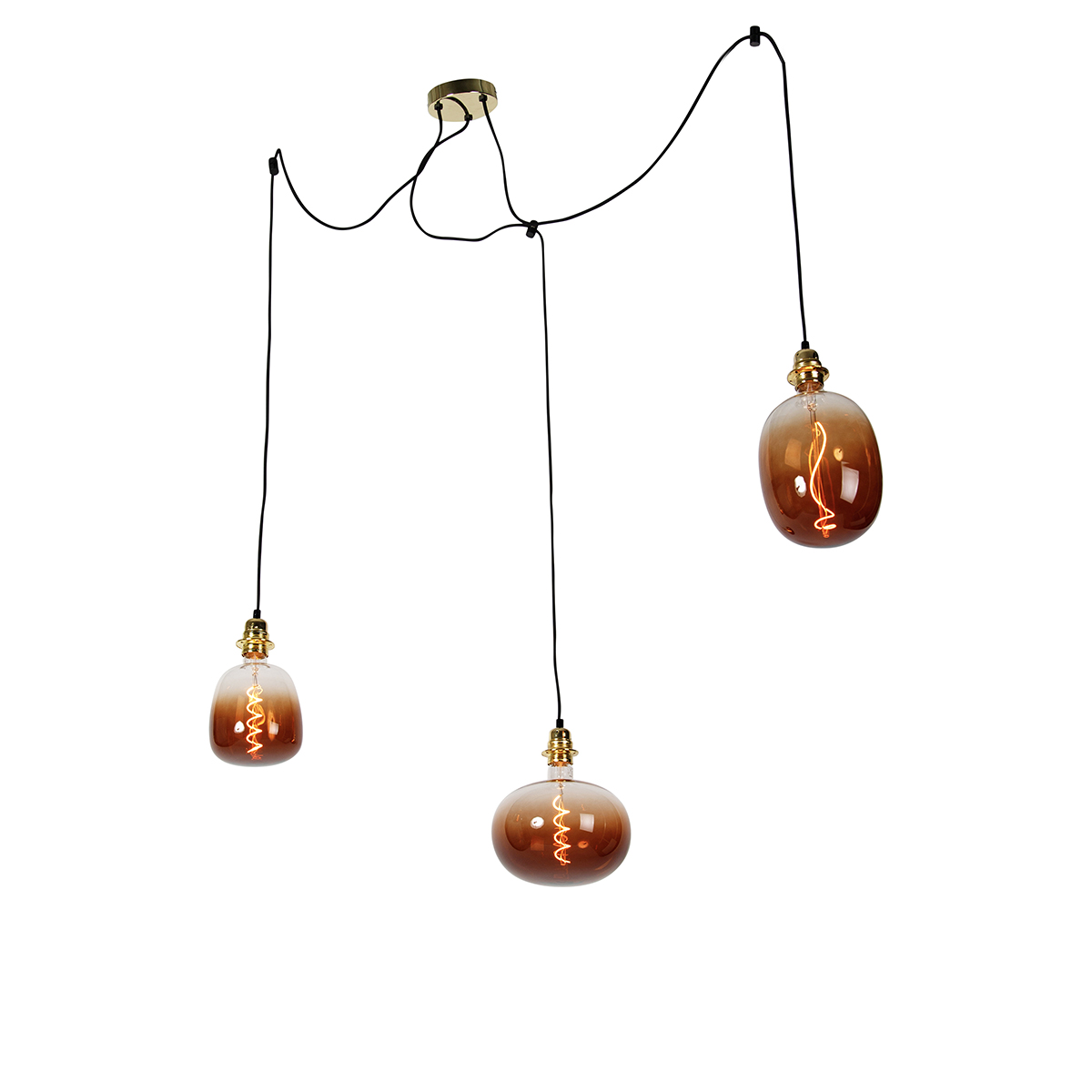 QAZQA Hanglamp goud 3-lichts incl. LED dimbaar - Cava Luxe