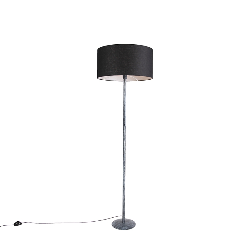 QAZQA Vloerlamp grijs mete kap 50 cm - Simplo - Zwart