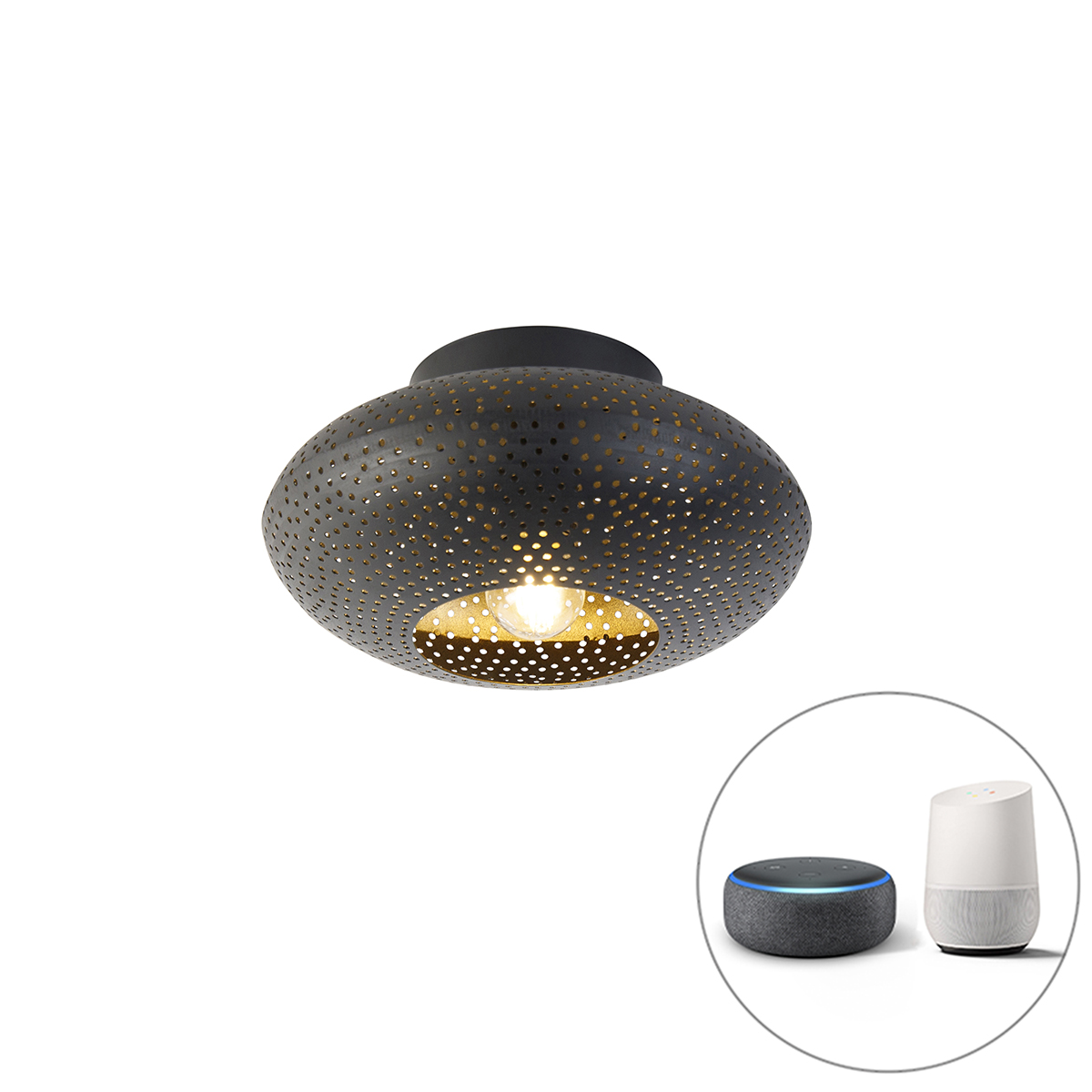 QAZQA Smart plafondlamp met goud 25 cm incl. Wifi P45 - Radiance - Zwart