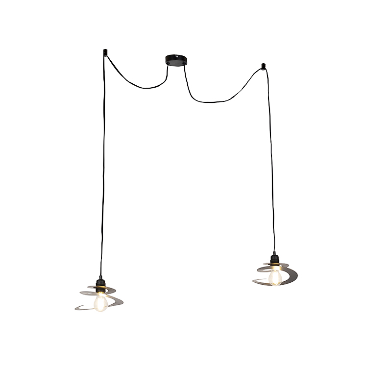 QAZQA Design hanglamp 2-lichts met spiraal kap 20 cm - Scroll - Zwart