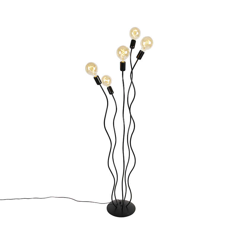 QAZQA Design vloerlamp 5-lichts - Wimme - Zwart