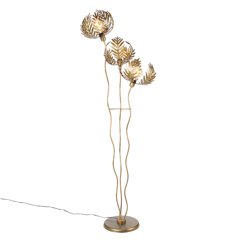 QAZQA Vintage vloerlamp goud 182 cm 3-lichts - Botanica
