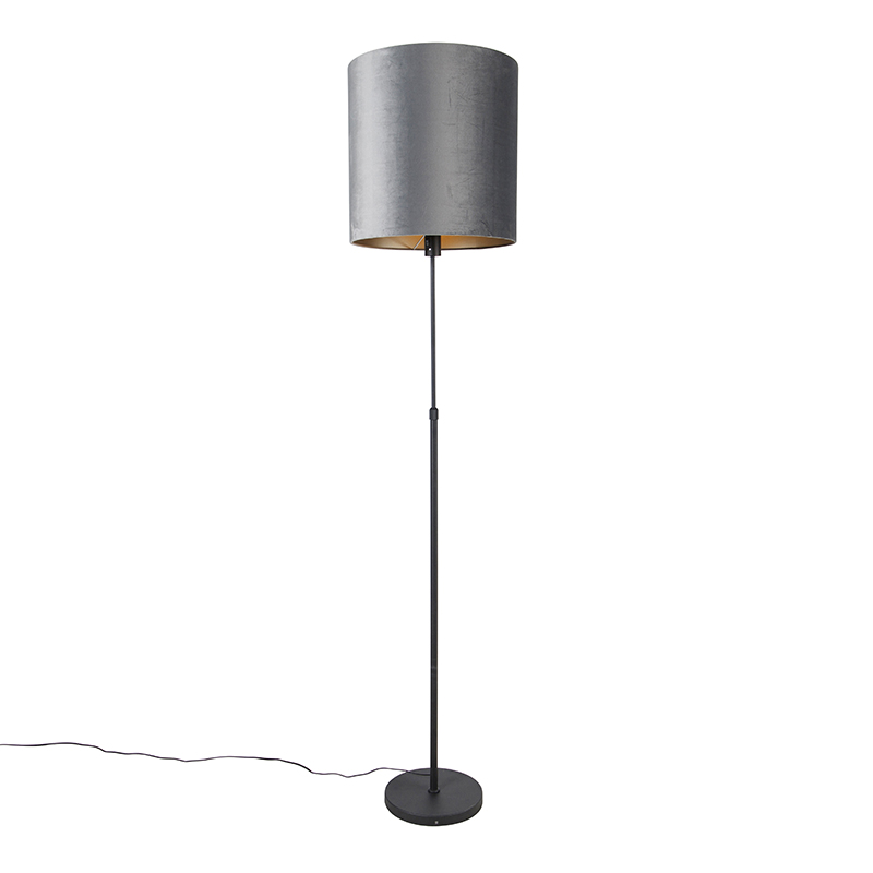QAZQA Vloerlamp zwart kap 40 cm verstelbaar - Parte - Grijs