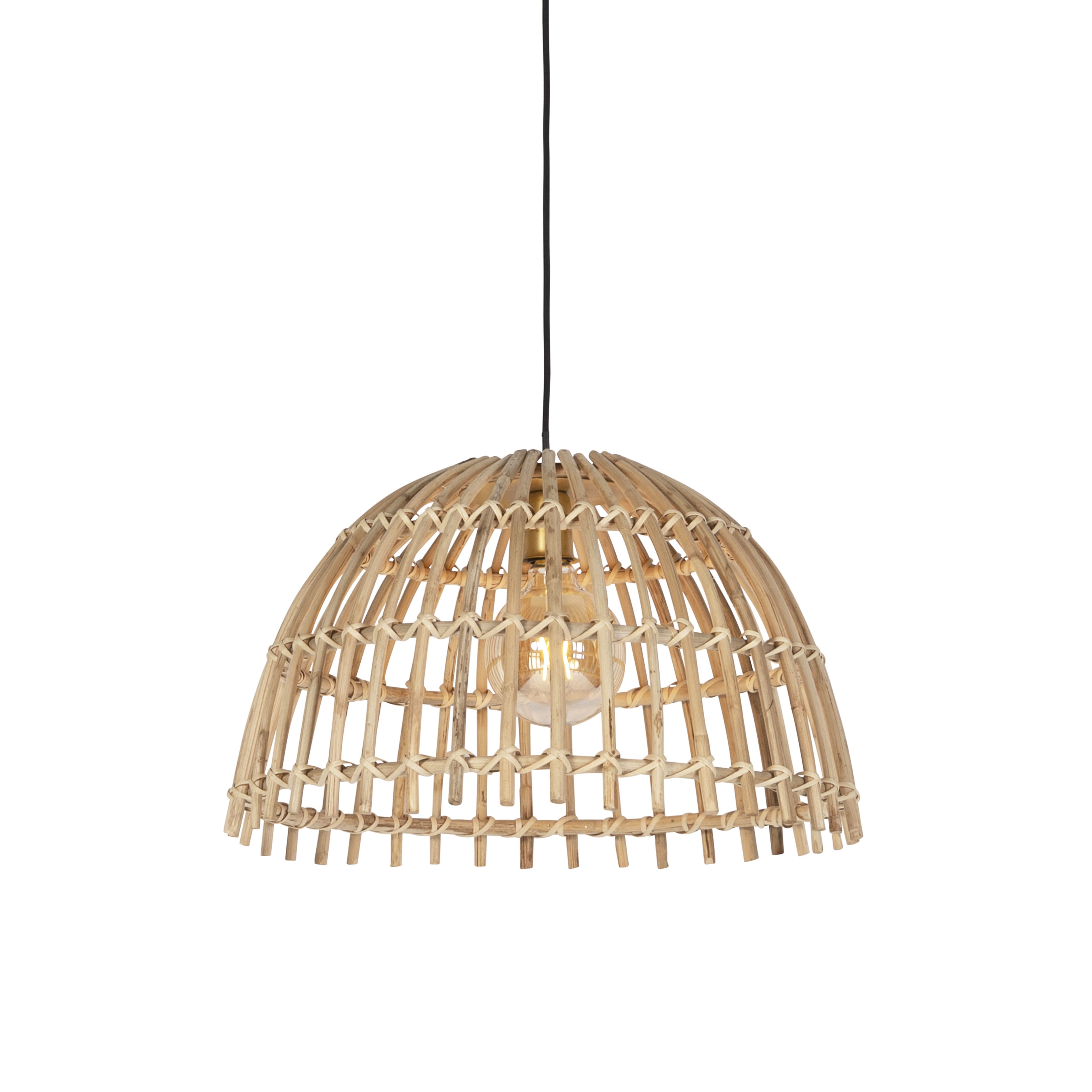 QAZQA Landelijke hanglamp bamboe 55 cm - Cane - Beige