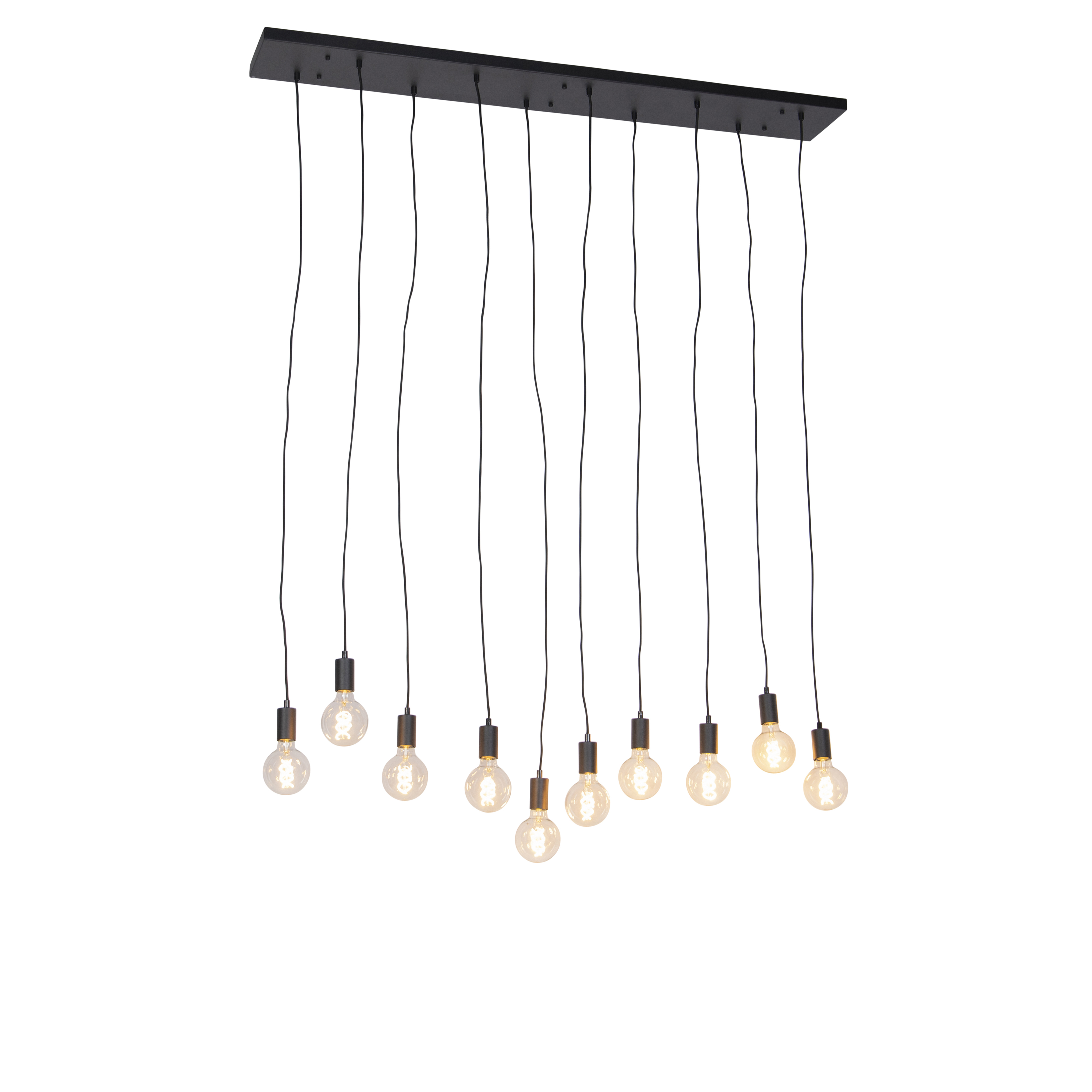 QAZQA Moderne hanglamp 140 cm 10-lichts - Facil - Zwart