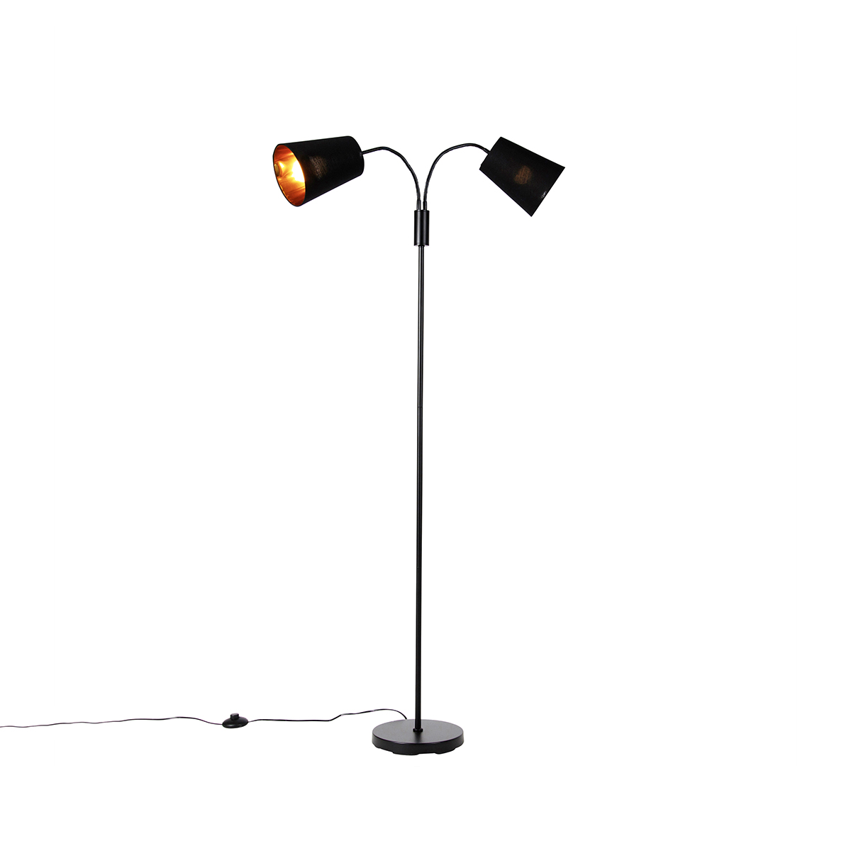 QAZQA Smart vloerlamp incl. 2 Wifi P45 - Carmen - Zwart