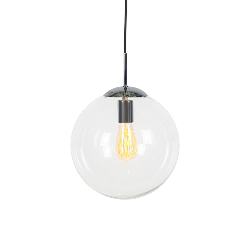 QAZQA Scandinavische hanglamp chroom met helder glas - Ball 30