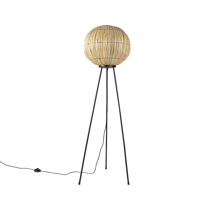 QAZQA Oosterse vloerlamp tripod zeegras - Canno