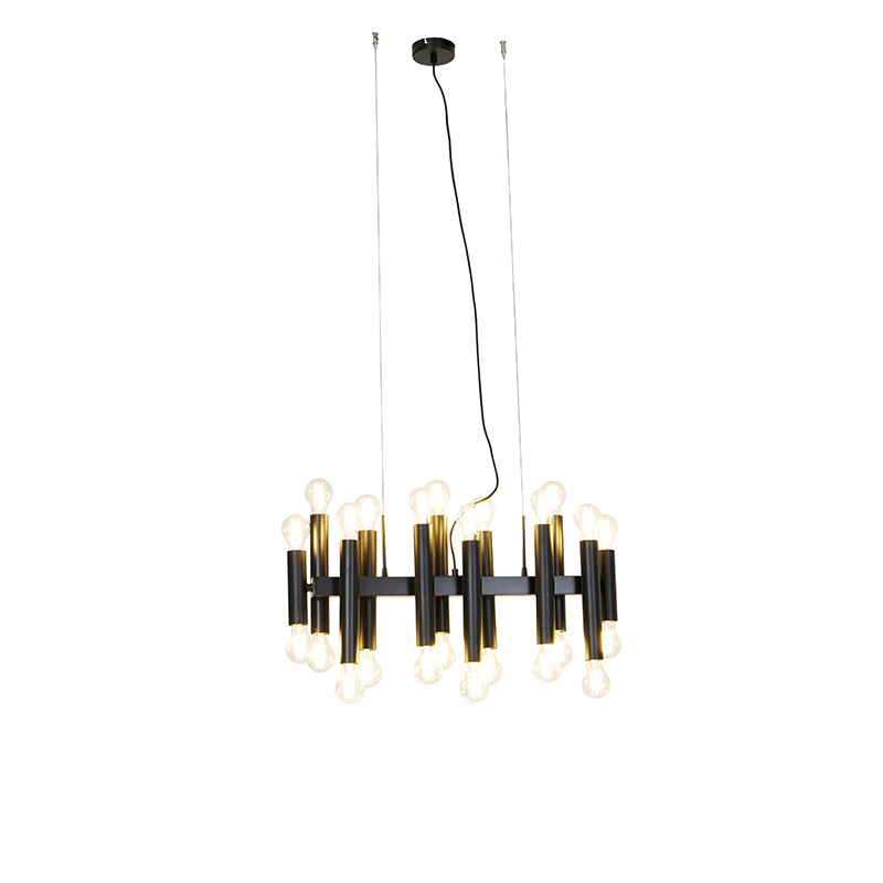 QAZQA Art deco hanglamp 24-lichts - Tubi - Zwart