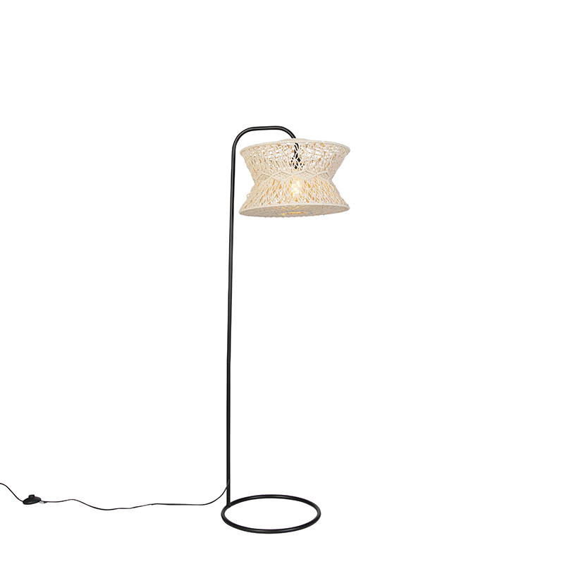 QAZQA Oosterse vloerlamp macramé - Leonard