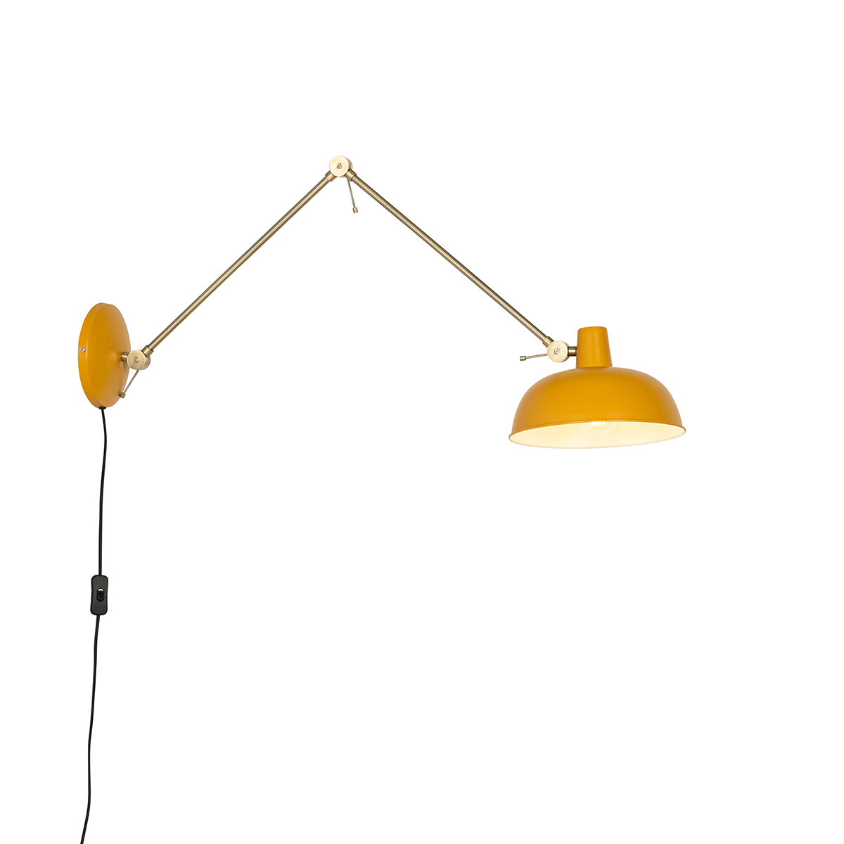 QAZQA Retro wandlamp met brons - Milou - Geel