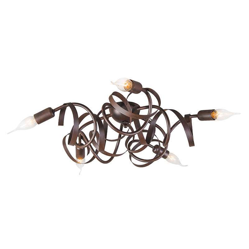 QAZQA Landelijke plafonnière roestbruin - Ricciolo 5