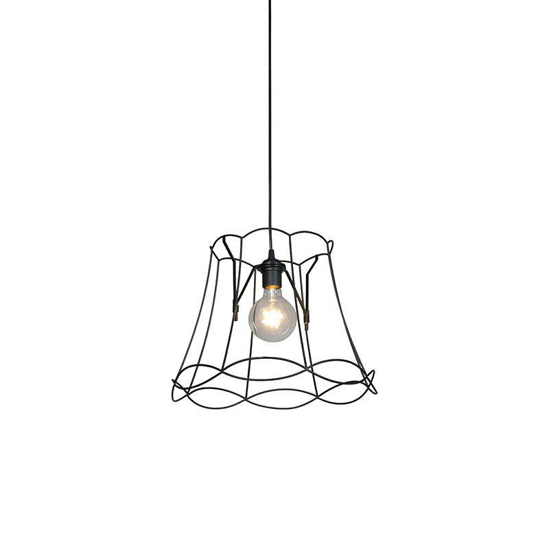 QAZQA Retro hanglamp 40 cm - Granny Frame - Zwart