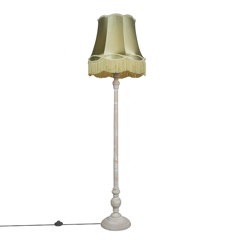 QAZQA Retro vloerlamp grijs mete Granny kap - Classico - Groen