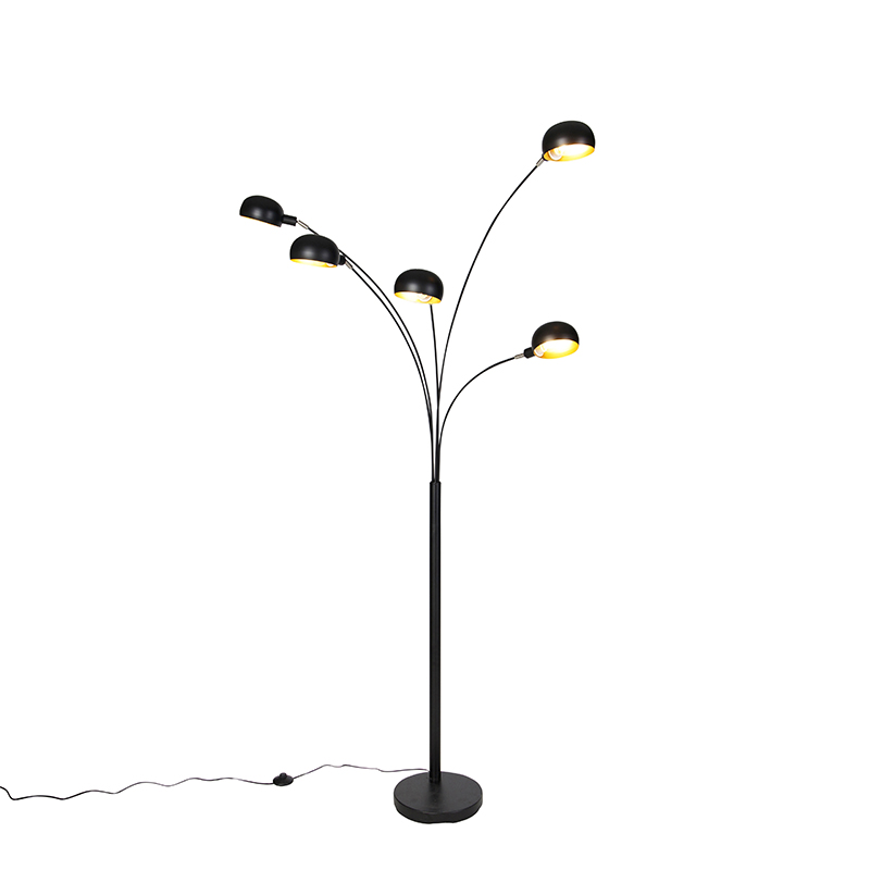QAZQA Design vloerlamp 5-lichts - Sixties - Zwart