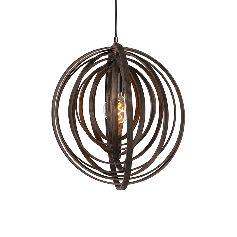 Trio Leuchten Design ronde hanglamp hout - Arrange - Bruin