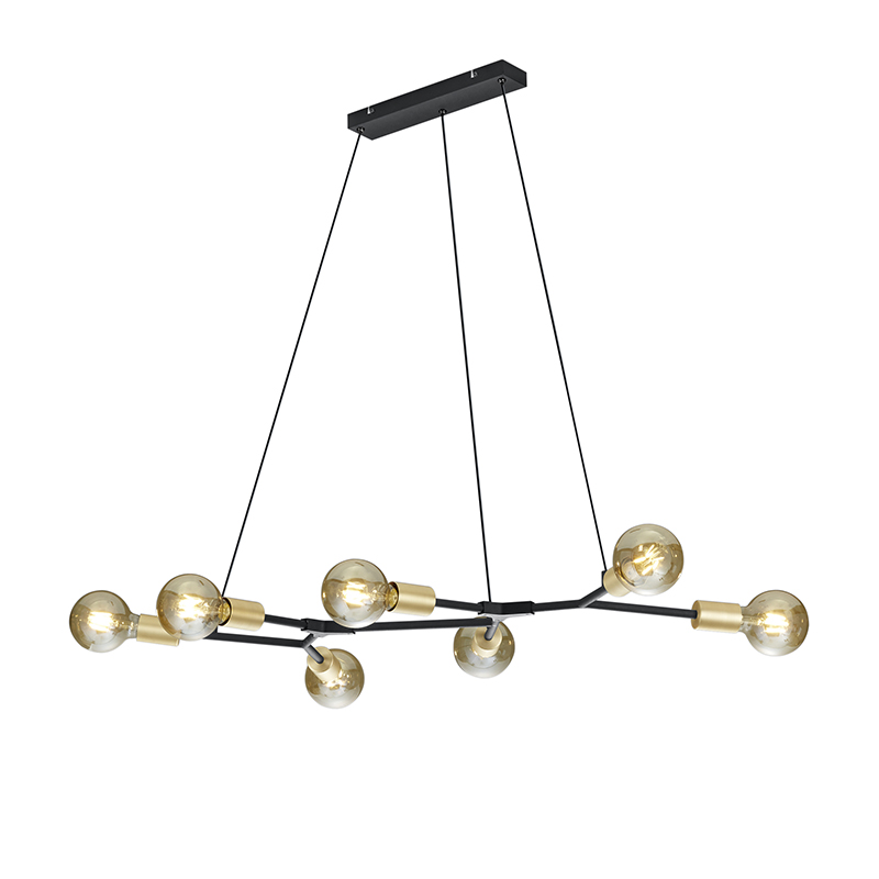 Trio Leuchten Design hanglamp met goud 7-lichts - Dirk - Zwart