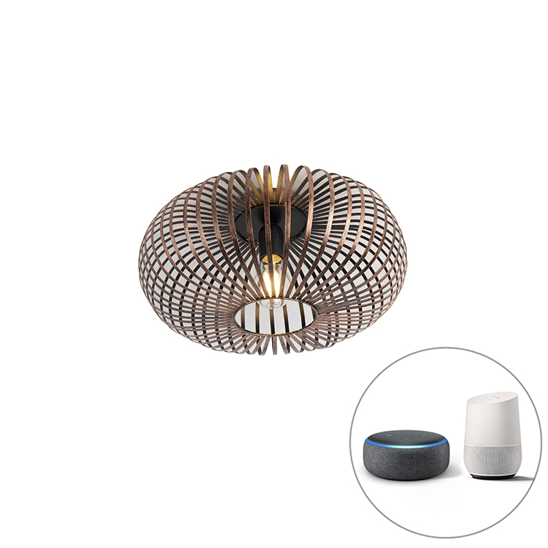 Trio Leuchten Smart ronde plafondlamp roestbruin incl. Wifi A60 - Johanna