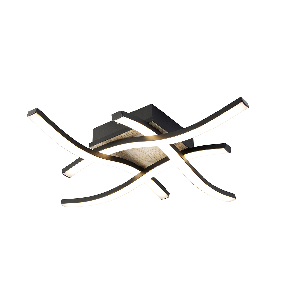 Trio Leuchten Design plafondlamp met hout incl. LED 4-lichts - Vanesa - Zwart