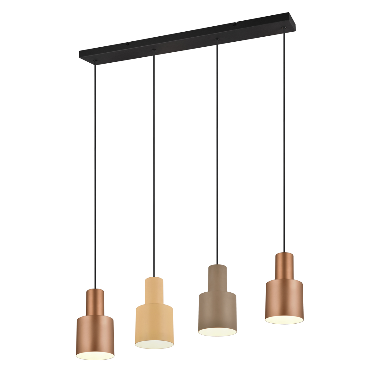 Trio Leuchten Hanglamp brons met taupe en beige 4-lichts - Ans