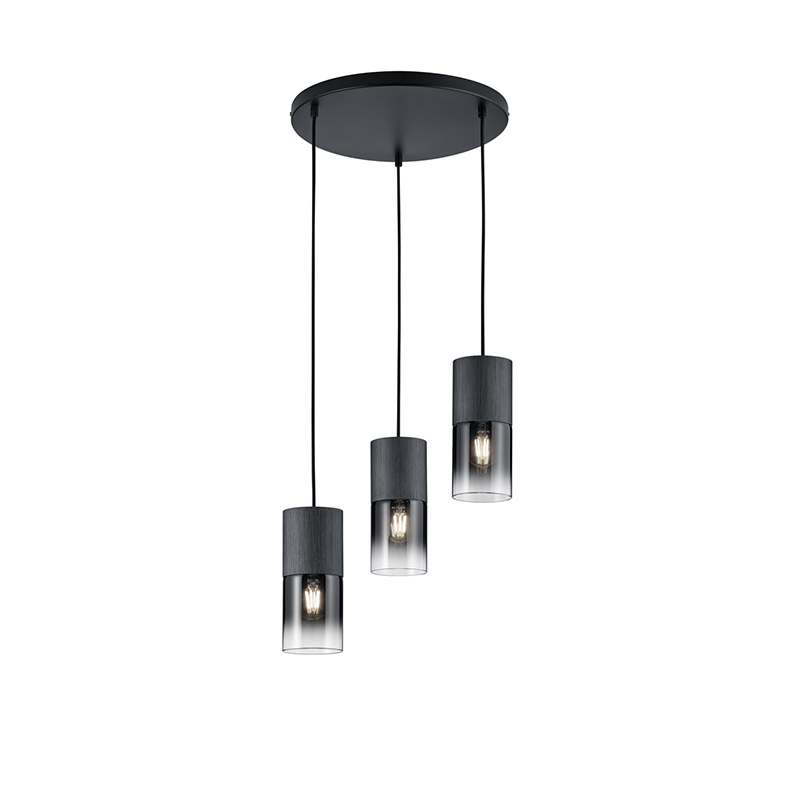 Trio Leuchten Moderne hanglamp 3-lichts - Huygen - Zwart