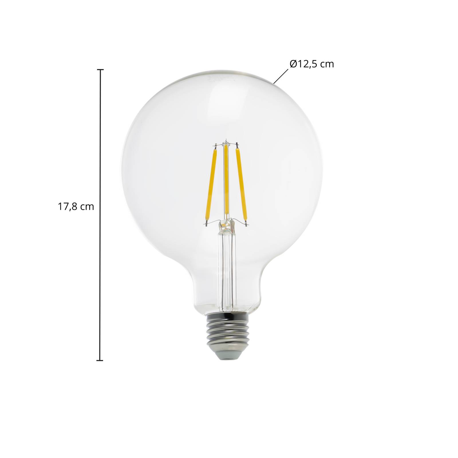 Arcchio LED-bolvormige lamp, G125 E27 3,8W, 2700K, 806lm