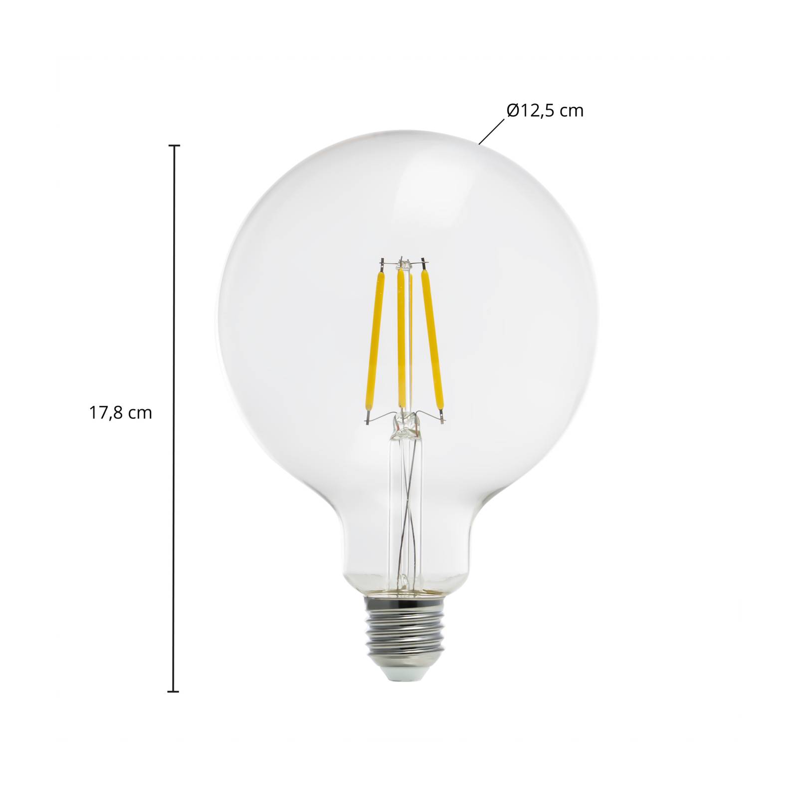 Arcchio LED-bolvormige lamp, G125 E27 3,8W, 3000K, 806lm
