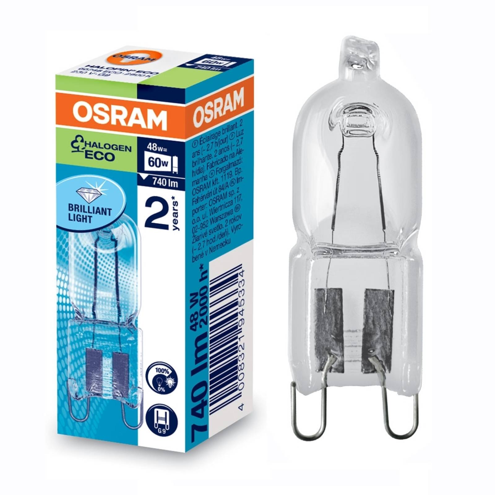 Osram OSRAM Halogeen stiftlamp Halopin G9 20W helder 2.000 u