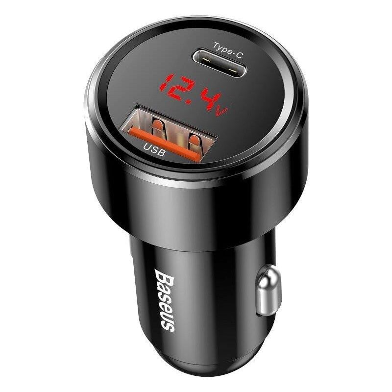 Baseus Baseus Magic Autolader USB en USB-C - FastCharge 4.0 PD 45W - Zwart