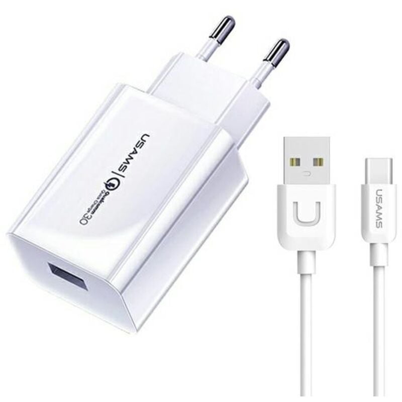 USAMS USB-A naar USB Type-C - 18W Snellader - Kabel en Stekker - 1m