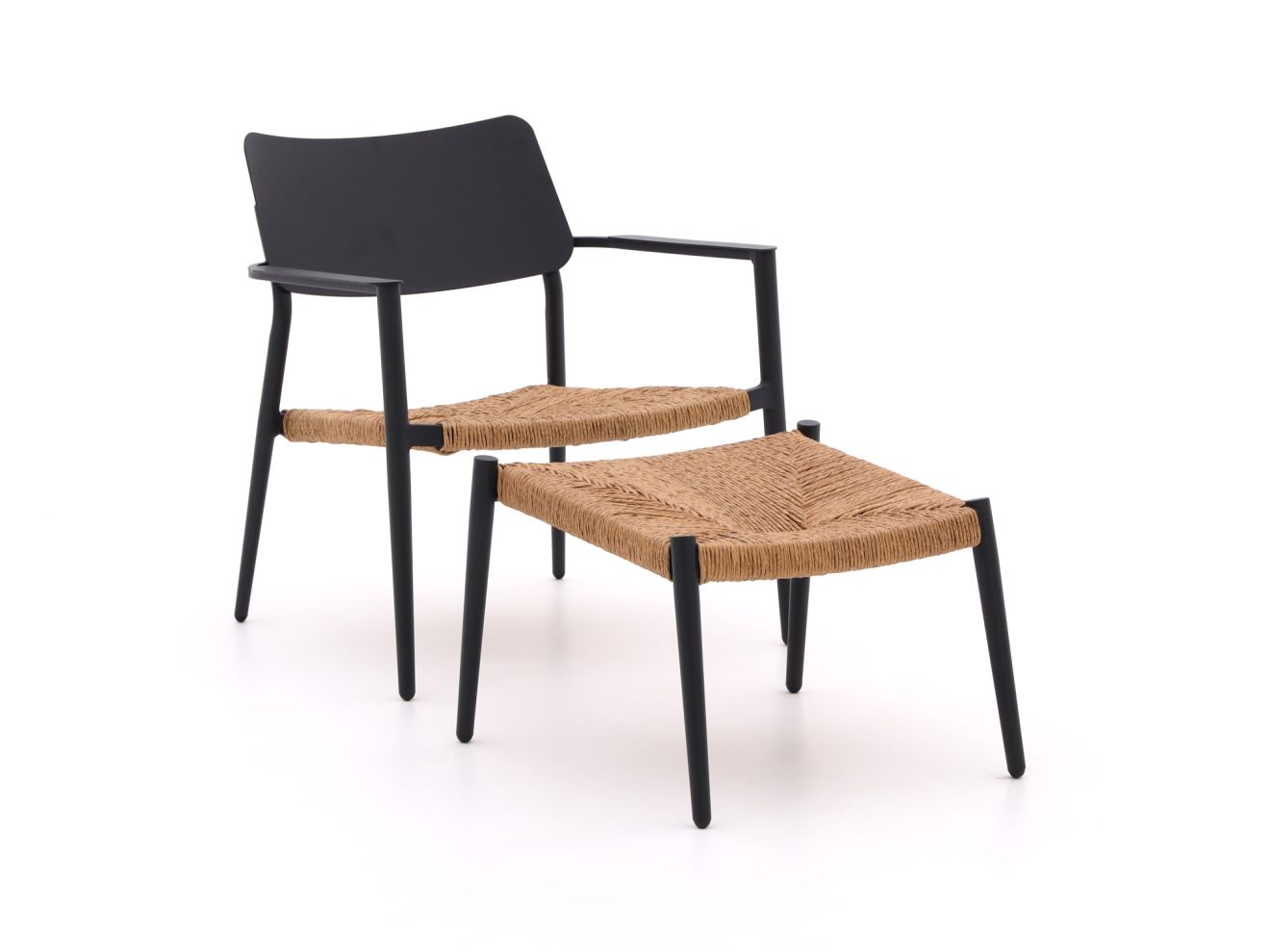 Bellagio Cino lounge tuinstoel stapelbaar met voetenbank - Laagste prijsgarantie! - Grijs