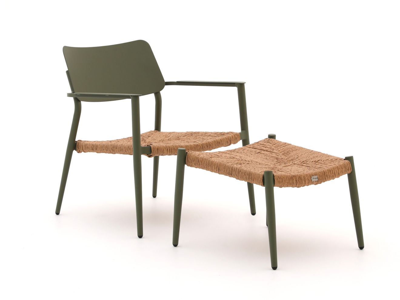 Bellagio Cino lounge tuinstoel met voetenbank stapelbaar - Laagste prijsgarantie! - Groen