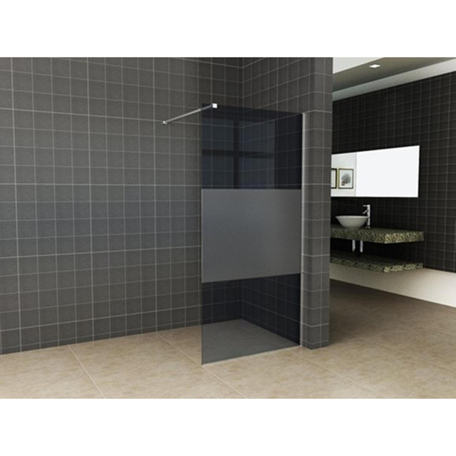 Wiesbaden Wiesbaden Slim glasplaat 1200 x 2000 x 8 mm nano rookglas met melkglas middenband - Grijs