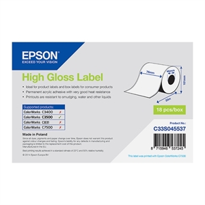 Epson Epson C33S045537 high gloss doorlopende labelrol 76mm x 33m (origineel)