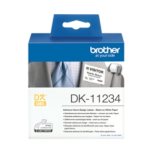 Brother Brother DK- 11234 zelfklevende naambadge lables zwart op wit (origineel)