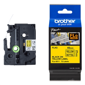 Brother Brother FLe-6511 vlagtape zwart op geel 21mm x 45mm (origineel)